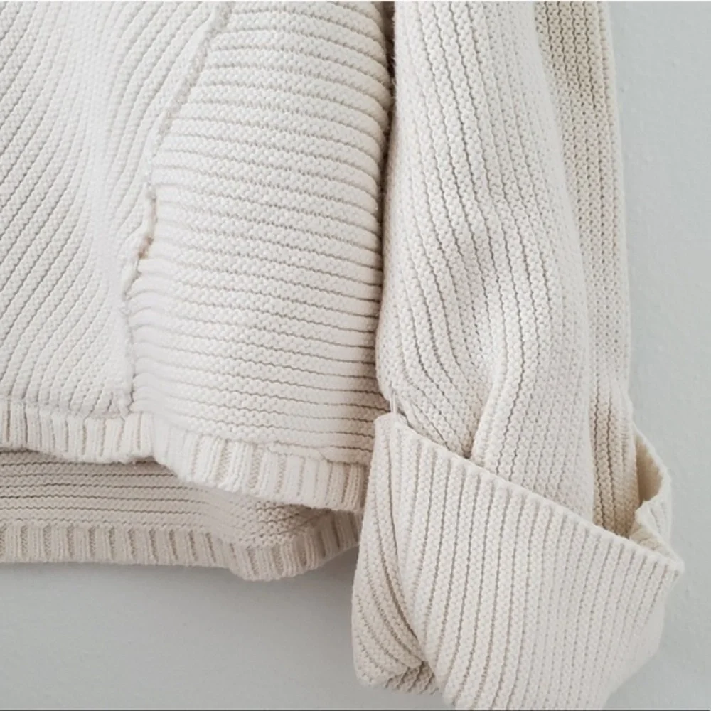 Free People Oversized Chunky Knit Sweater La Brea Heavy Cream Ivory Pullover Top